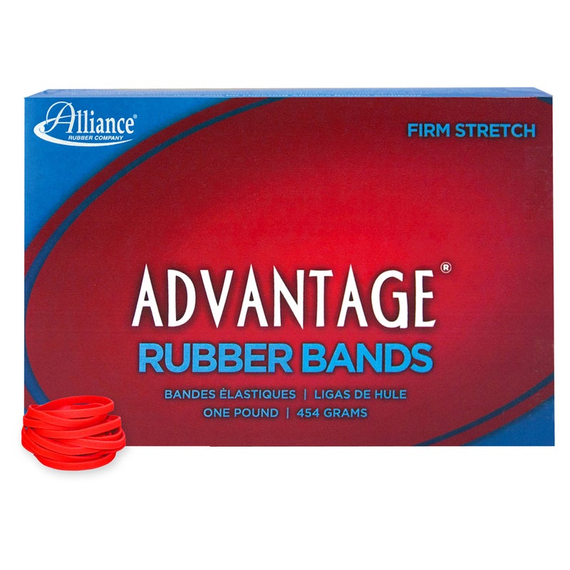 Alliance Rubber 96305 Advantage Rubber Bands Size #30, 1 lb Box Contains Approx. 1150 Bands (2" x 1/8", Red) - Image 1